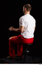 Whole Body Man White Shoes Shirt Slim Sitting Panties Bearded Studio photo references